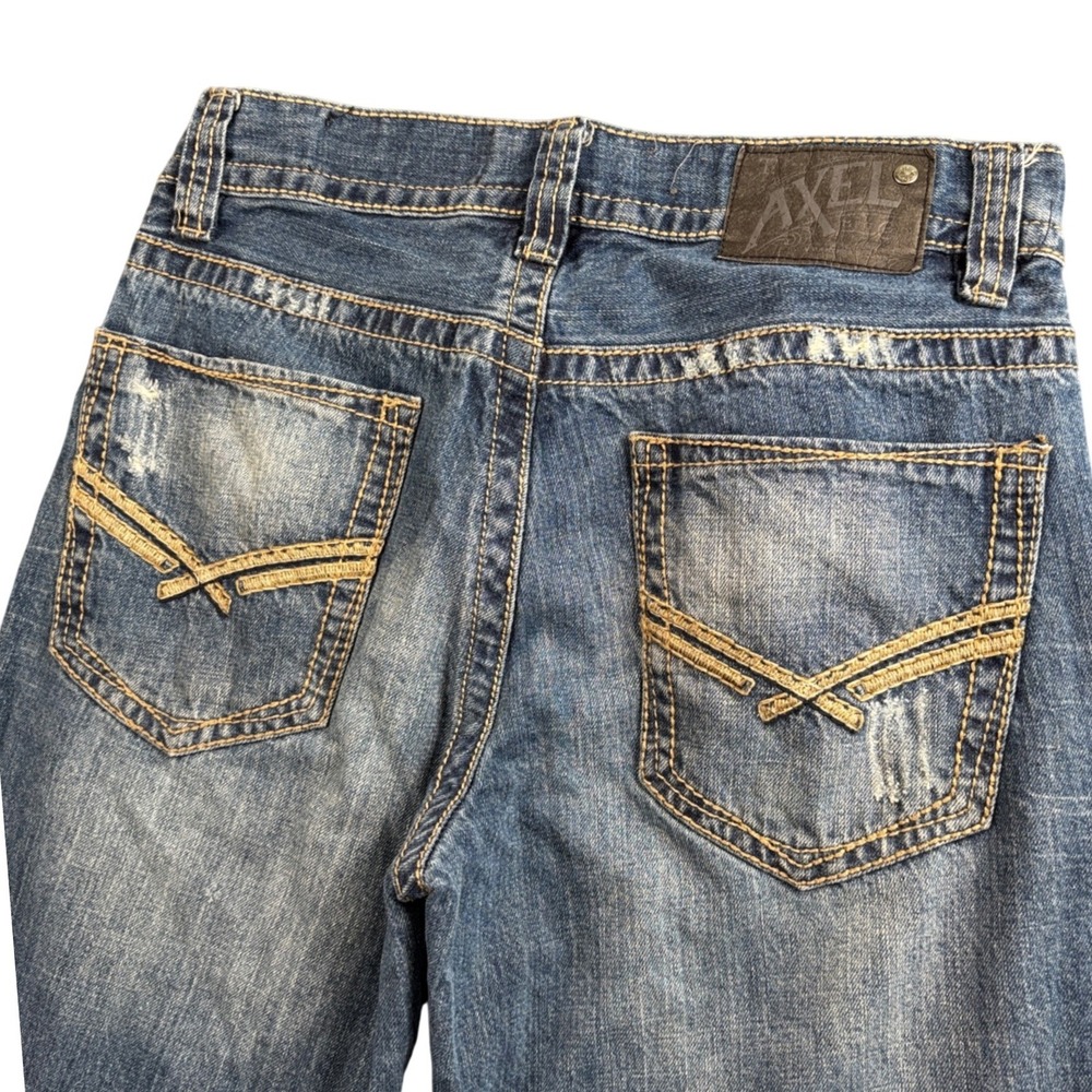 Axel Brand Relaxed Straight Jeans Mens 30x27.5 (Tag 30x30) Y2K‎ Distressed Denim